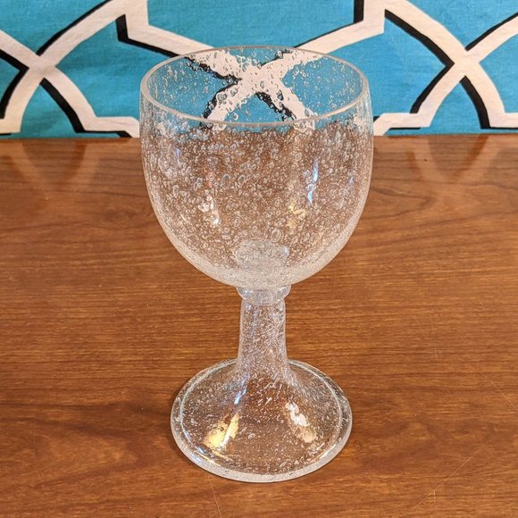 Stunning hand blown bubble seeded glass chalice / goblet on high flared stem - Picture 1 of 3